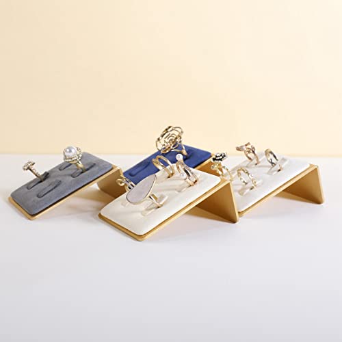 Beige Ring Display for Selling, Jewelry Ring Organizer-Velvet Metal Series - color: Cream