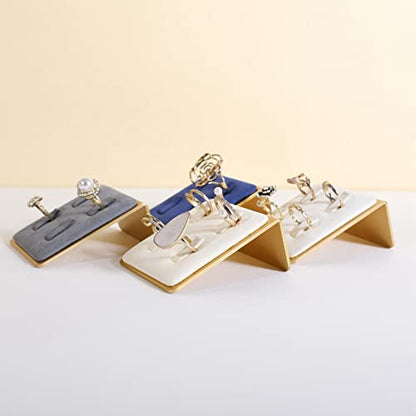 Beige Ring Display for Selling, Jewelry Ring Organizer-Velvet Metal Series - color: Cream