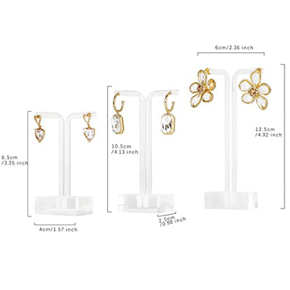 3pcs acrylic T bar earring display stand for show, retail hanging earring holder for online business, transparent jewelry Photography Props【Acrylic Earring T Stand-3pcs 】 - style: T bar