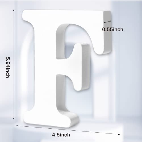 AOCEAN 6 Inch White Wood Letters - Unfinished Wood Letters for Wall Christmas Decor Standing Letters Slices Sign Board Decoration for Xmas Home Party Projects (F) - style: F