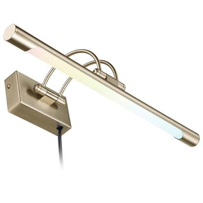 LEONLITE 3CCT Dimmable LED Picture Light, 2700K/3000K/4000K Selectable, CRI90 Swivel Full Metal Picture Frame Light for Wall Art, Painting, Artwork, Portrait, Plug-in & Hardwired, Antique Brass - color: Antique Brass-CCT