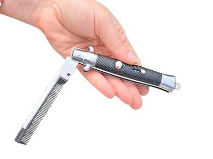 Zugar Land Switch Blade Comb, 9 Inch Display Box, 3 Inch Switchblade Hair Comb (Standard, 2, Count)