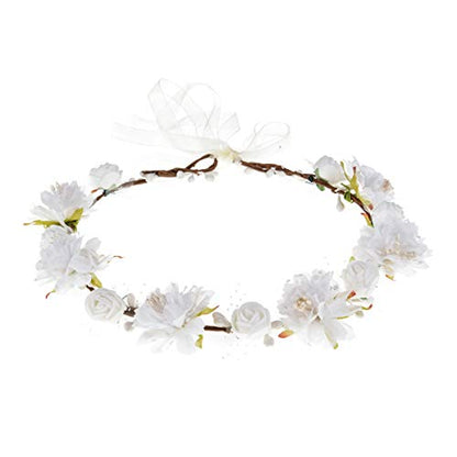 DDazzling Girls Breath Crown Flower Girl crown Floral Headband Wedding Hair Wreath Photo Props (White) - color: White