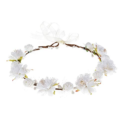 DDazzling Girls Breath Crown Flower Girl crown Floral Headband Wedding Hair Wreath Photo Props (White) - color: White