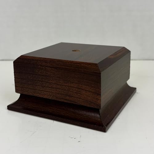 Display Base Pedestal Cherry Finish with 5/16" Center Hole – Square Stand Blank for Trophies, Figurines, 3D Prints, DIY Projects – Available in Multiple Sizes (4"Lx4"Wx2 1/8"H) - size: 4"Lx4"Wx2 1/8"H