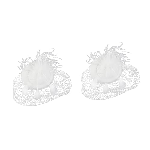 2pcs Beret Hair Decoration Caps Womens Hat Halloween Fascinator Bridal Photo Prop Miss Baffle Charm - color: Whitex2pcs