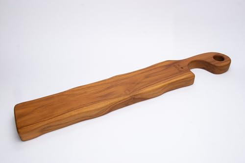 Premium Small Serving Board – Teak Charcuterie Board with Handle for Cheese, Appetizers & Food Presentation - Handcrafted Wooden Serving Tray Ideal for Desserts, & Holiday Spreads - 30" x 5" x 1.5"