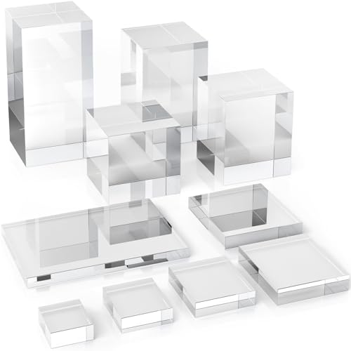 Marsui 10 Pcs Acrylic Cubes for Display Product Photography Props Transparent Acrylic Block Set for Boutique Jewelry Cosmetic Crafts Closet Show(Square, 10 Sizes) - color: Square, size: 10 Sizes
