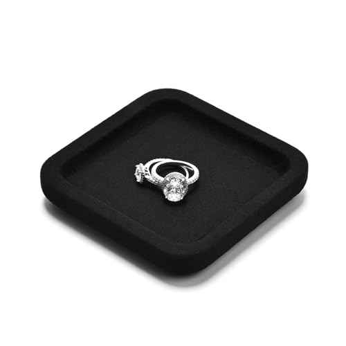 Microfiber Jewelry Display Flat Tray for Rings Earrings Necklace Bracelet, Jewelry Photograph Display Catchall Organizer Tray Dish(XS,Black) - color: Black, size: 10 * 10 * 1.5cm