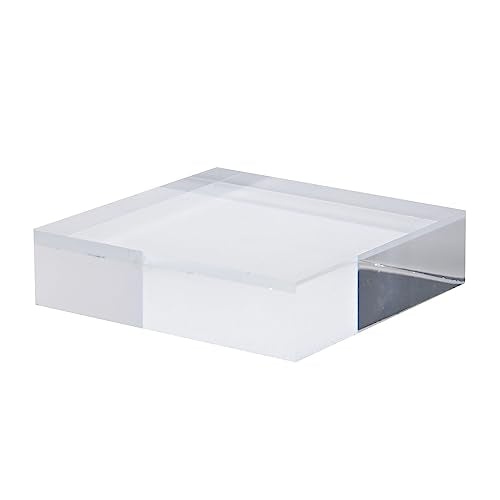 PATIKIL 3"x3"x0.8" Jewelry Display Riser, Polished Acrylic Cube Display Stand Block Collection Showcase Ring Holder Square, Clear - size: 3" x 3" x 0.8"