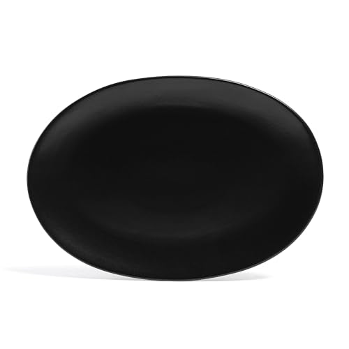 over&back Coupe Stoneware Serving Platter - Elegant 1-Piece Oval Serving Platter to Complete Your Kitchen Set - 16.4" x 11.5" - Semi-Matte Black - color: Black, size: Oval Platter