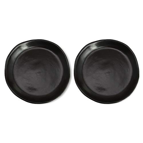 RoRo 7" Hand Made Ceramic Appetizer Plates – Matte Black Stoneware, Set of 2 Modern Minimalist Design, Perfect for Tapas, Sushi, Bruschetta, Microwave, Oven & Dishwasher Safe - size: 7 inches