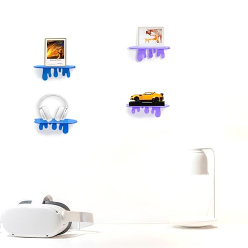 SetGame 2-Pack Acrylic Small Wall Shelves - 7 Inch Floating Shelf for Walls, Home Wall Display Ledges for Storage, Room Décor, Small Album & Items Organizer Display Dripping Wall Decor - color: Purple, size: 7 Inch