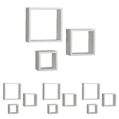MELANNCO Floating Square Cube Shelves, for Bedroom, Living Room, Bathroom, Kitchen, Nursery, White (Pack of 12) - color: White, size: Set of 12