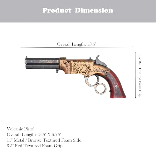 Vintage Lever-Style Foam Prop – 13.5” Western-Inspired Costume Display Accessory, Bronze Metal-Look with Red Grip, Lightweight Non-Functional for Adult Cosplay & Photoshoots