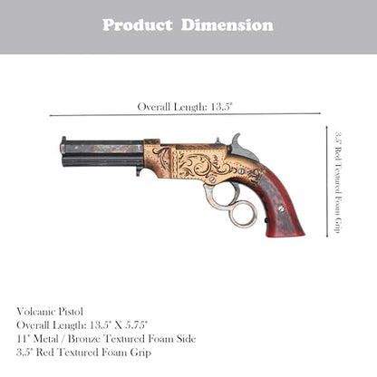 Vintage Lever-Style Foam Prop – 13.5” Western-Inspired Costume Display Accessory, Bronze Metal-Look with Red Grip, Lightweight Non-Functional for Adult Cosplay & Photoshoots