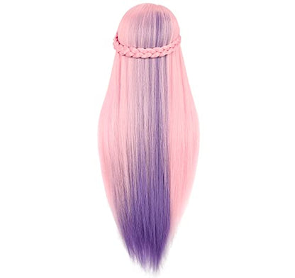 Mannequin Head with Hair, Beauty star 29" Cosmetology Doll Dressing Head for Hair Styling, Manikin Head to Hairstylist Practice on, Hairdressing Training Braiding Heads with Clamp Stand - color: Pink