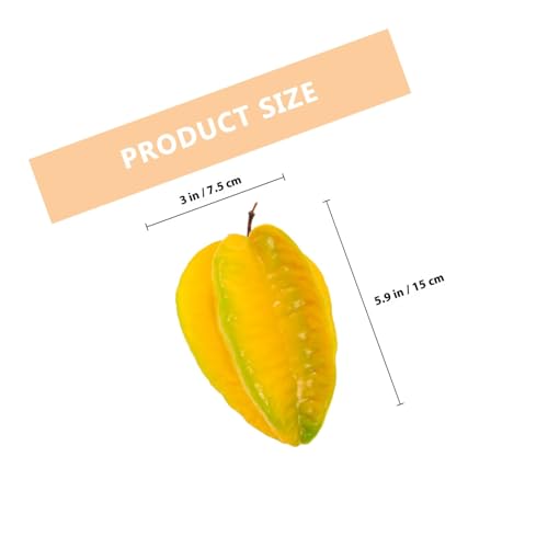 Simulated Starfruit Artificial Fruit Decoration 2pcs Plastic Fake Fruit Prop Photography Home Décor Model for Display and Window Styling