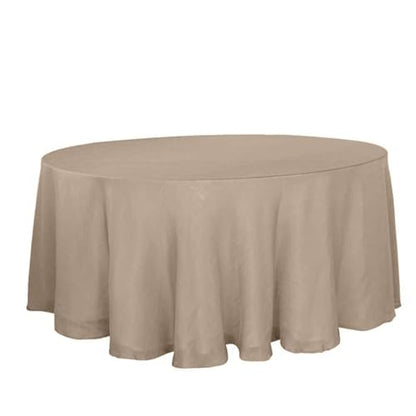 Efavormart 120" Taupe Premium Faux Linen Round Tablecloth | Textured Wrinkle Free Tablecloth - color: Taupe, size: 120" (Round)