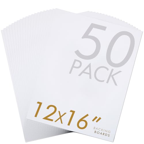 Falling in Art 50 Pack Acid-Free Mat Boards - 12x16 Uncut White Backing Boards, 4 - Ply Thickness Backer Boards for Photos, Pictures, Frames, Artworks and Prints - size: 12*16-50 Pack
