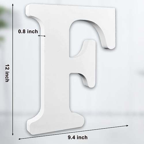 AOCEAN 12 Inch White Big Wood Letters Unfinished Wooden Letters for Wall Decor Decorative Standing Letters Slices Sign Board Decoration for Craft Home Party Projects (F) - color: F