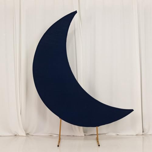Efavormart 6.5ft Navy Blue Spandex Crescent Moon Arch Cover - 160GSM Double-Sided Stretch Fabric Sleeve - Deep Blue Backdrop for Nautical and Evening Events - color: Navy Blue, size: Moon Cover - 6.5ft