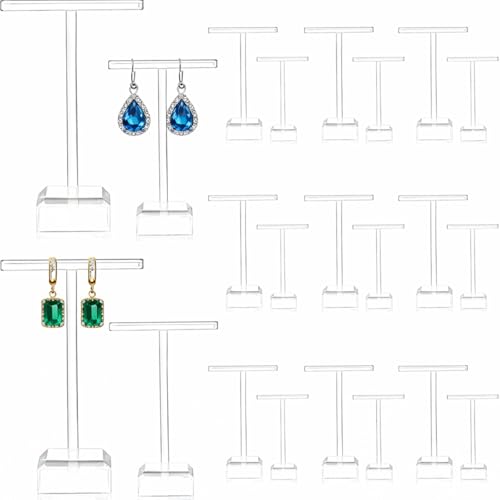 Acrylic Earrings Display Holder T-bar Earrings Stand Holder Tree Stand Countertop Hanging Jewelry Organizer for Necklaces Bracelet - color: Clear