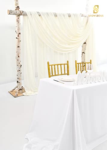 Wedding Arch Draping Fabric,1 Panel 28" x20ft Ivory Wedding Arch Drapes for Ceremony Chiffon Fabric Drapes Arbor Drapery Wedding Arch Decorations for Reception Sheer Backdrop Curtains for Party Swag - color: Ivory, size: 28"w X 240"l (Pack of 1)