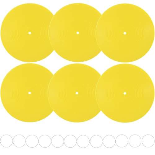 FACHPINT 6pcs Yellow Records for Wall Aesthetic 12 Inch Vinyl Records Decor, Blank Vinyl Records for Graffiti, Fake Records Props, Record Wall Decor for Party Wedding Signing Hippie Room Decor - color: Yellow