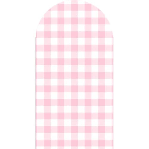 6FT Pink Plaid Arch Backdrop Cover Chiara for Girls Birthday Strawberry Theme Party Baby Shower Decoration(6x2.6ft,No Frame No Zipper) - size: 2.6x6ft