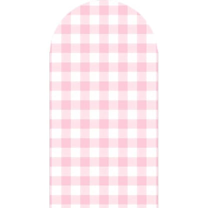 6FT Pink Plaid Arch Backdrop Cover Chiara for Girls Birthday Strawberry Theme Party Baby Shower Decoration(6x2.6ft,No Frame No Zipper) - size: 2.6x6ft