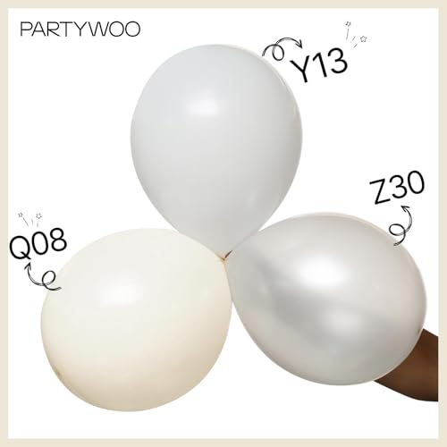 PartyWoo Beige Balloons 120pcs Different Sizes of 18 12 10 5 Inch Cream Ivory Balloon Arch Kit Garland for Wedding Bridal Graduation Baby Shower Easter Birthday Tea Boho Party Decorations White-Q08 - color: Beige-q08