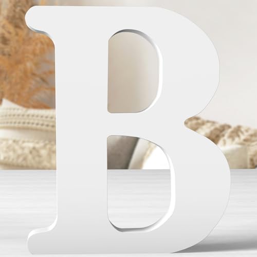 12 Inch White Wood Letters Unfinished Wood Letters for Wall Decor Decorative Standing Letters White Block Letters for wall Decoration for Craft Home Party Projects (B) - color: White-B, size: 12 inch