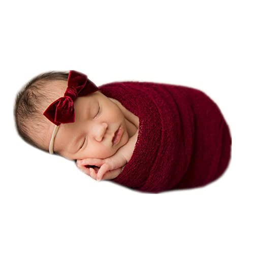 Coberllus Newborn Baby Photo Props Wrap Cloth Blanket Swaddle for Boys Girls Photography Shoot (Red) - color: Red
