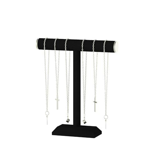Julysky T-Bar Necklace Holder Stand,Necklace Display Stand for Selling,Necklace Organizer for Women,Necklace and Bracelet Hanger,Jewelry Stand,Necklace Storage Stand,Necklace Tree（Black）