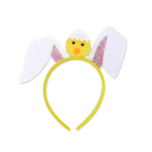 Chicken Rabbits Ears Hairband Photo Props Easters Hair Hoop Headband Party Headpiece Fun Headbands for Music Festival - style: Eggshell chicken Snowy rabbit ears model