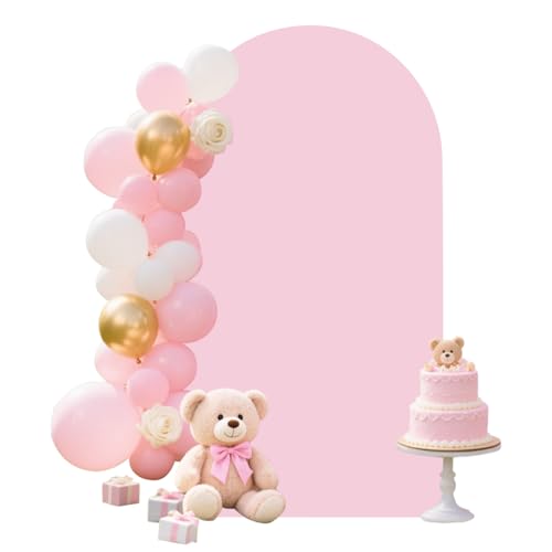 Light Pink Arch Backdrop Spandex Cover for 7.2ft Stand Frame Arch Covers Stretchy Backdrop Fabric for Wedding Bridal Shower Birthday Parties Decor Event Decorations - color: Pink, size: 3.9x7.2ft