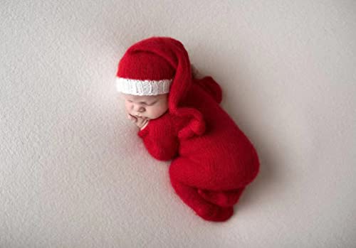 Christmas Newborn Baby Photo Shoot Props Outfits Crochet Clothes Santa Claus Red Hat Pants Photography Props - color: Red