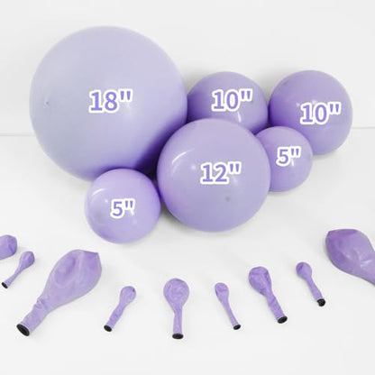 Dusty Purple Double Stuffed Balloons Different Size 115Pcs 5/10/12/18" Light Purple Balloon Arch Garland kit for Birthday Baby Shower Bridal Shower Fairy Gender Reveal Party - color: Dusty Purple