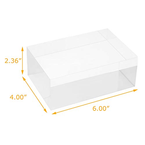 Clear Solid Acrylic Block - 6" x 4" x 2.36" All Diamond Polished Rectangle Clear Acrylic Cube for Display - Plexiglass Lucite Jewellery Block