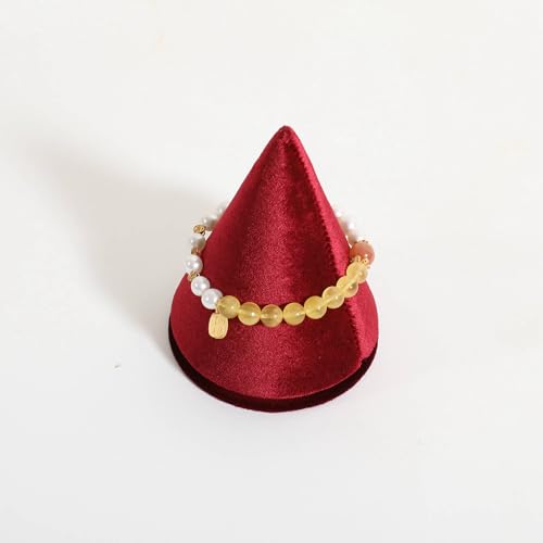 Cone Bangle Display for Jewelry, Cute Watch Holder Stand, Velvet Bracelet Display for Selling, Jewelry Storage Organizer【Red】 - color: Red