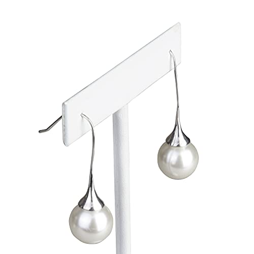Ikee Design 6Pcs Set Earring T Stand Display Set with 3 Different Heights, T Shape Jewelry Earring Showroom and Tradeshow Showcase Displays, White Leatherette, 4 1/2 H in; 5 3/4 H in; 6 3/4 H in - color: White Faux Leather, 3 Heights