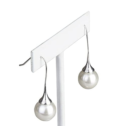 Ikee Design 6Pcs Set Earring T Stand Display Set with 3 Different Heights, T Shape Jewelry Earring Showroom and Tradeshow Showcase Displays, White Leatherette, 4 1/2 H in; 5 3/4 H in; 6 3/4 H in - color: White Faux Leather, 3 Heights