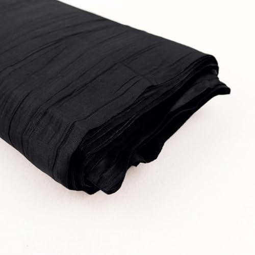 Efavormart 54" x10 Yards Black Accordion Crinkle Taffeta Fabric Bolt for Wedding Birthday Party Dance Event Decoration - color: Black