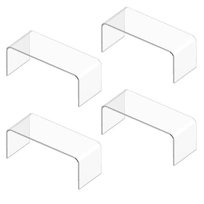 4 Pack Large Acrylic Risers Display Stands, 5mm Thick Display Risers, Shelf Risers for Books, Toys, Cupcakes, Figures (11.8 x 4.72 x 3.93 inches)