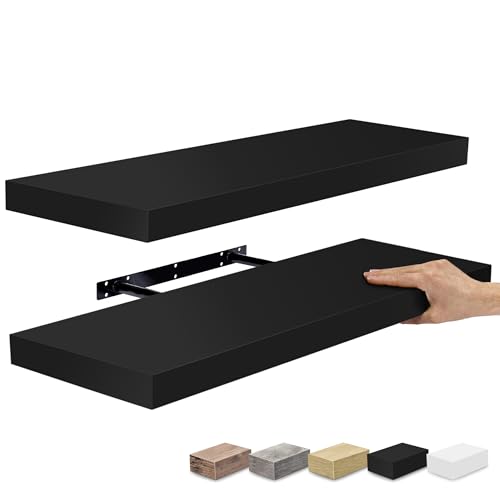 Sorbus Floating Shelves for Wall - 24" Bathroom Shelves, Wall Decor for Bedroom, Kitchen, Living Room, Home Decor & Book Storage - Mounted Floating Shelf with Invisible Brackets (Black, 2 Pack) - color: Black, size: 2 Pack