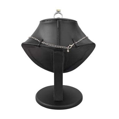 MOOCA 3 Pcs Set Black PU Faux Leather Combination Display Jewelry Stand Bust for Necklaces, Earrings, Rings, Jewelry Display For Vendors - color: Black PU Faux Leather, 3 pieces