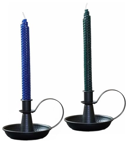 Retro Iron Taper Candle Holder，Black Candlestick Holders Candlelight Stand for Farmhouse Decor Home Wedding Party Table Decoration（2pcs）