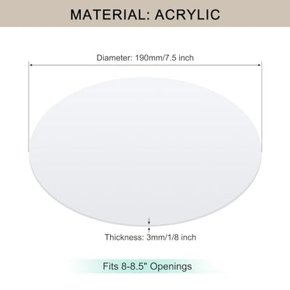Lampshade Diffuser, 7.5" Diameter Round Diffuser Lamp Shade for Drum Style Lampshades Pendants Softening Light, DIY Light Fits 8-8.5" Openings, Frosted White Acrylic - size: 7.5"