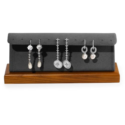 Solid Wood Jewelry Earrings Display Stand Small Jewelry Display for Long Earrings(Grey) - color: Grey